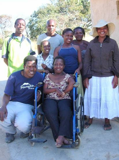 Thando with her family and Patson and Sindi of YL Zimbabwe