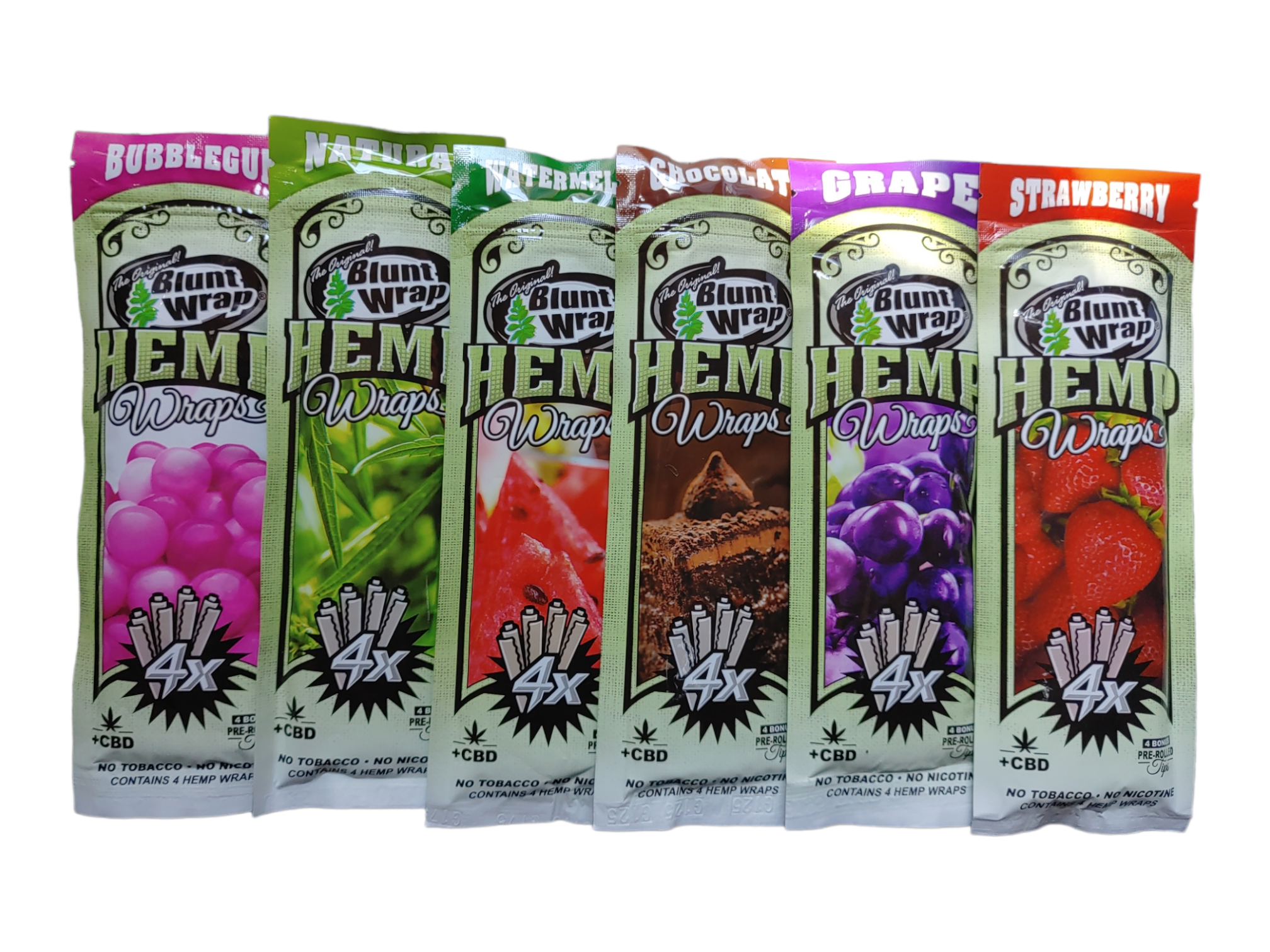 Caja Blunt Wrap Hemp Wraps 4X + 4 Pre Rolled Tips + CBD Sabores Surtidos