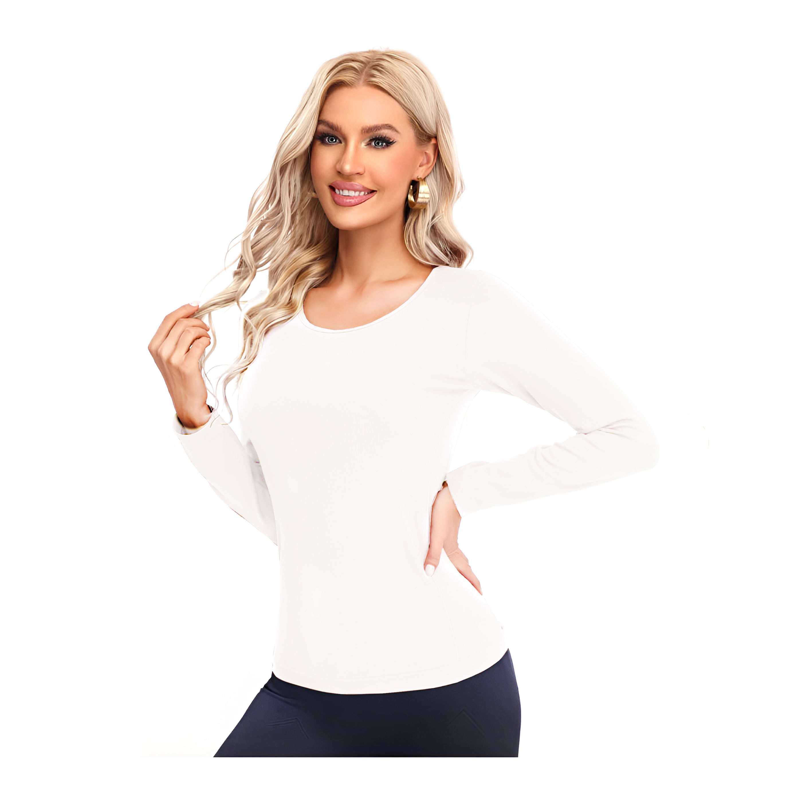 Blusa Manga Larga Cuello Redondo Blanco Jera