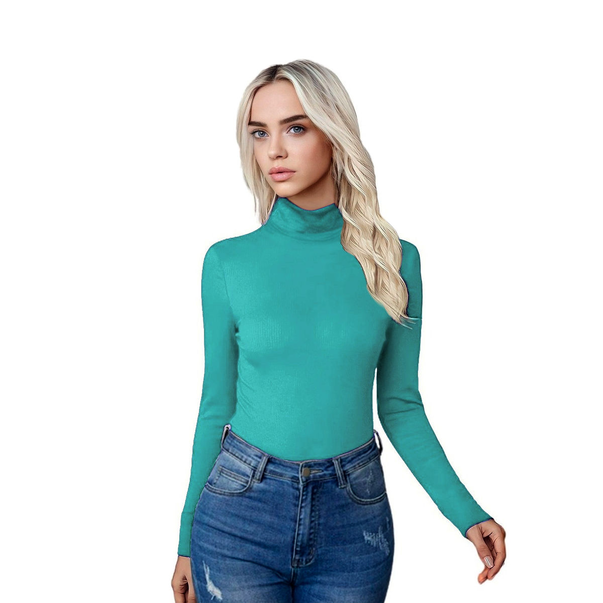 Blusa Manga Larga Cuello Alto No térmica JAC Menta Jera