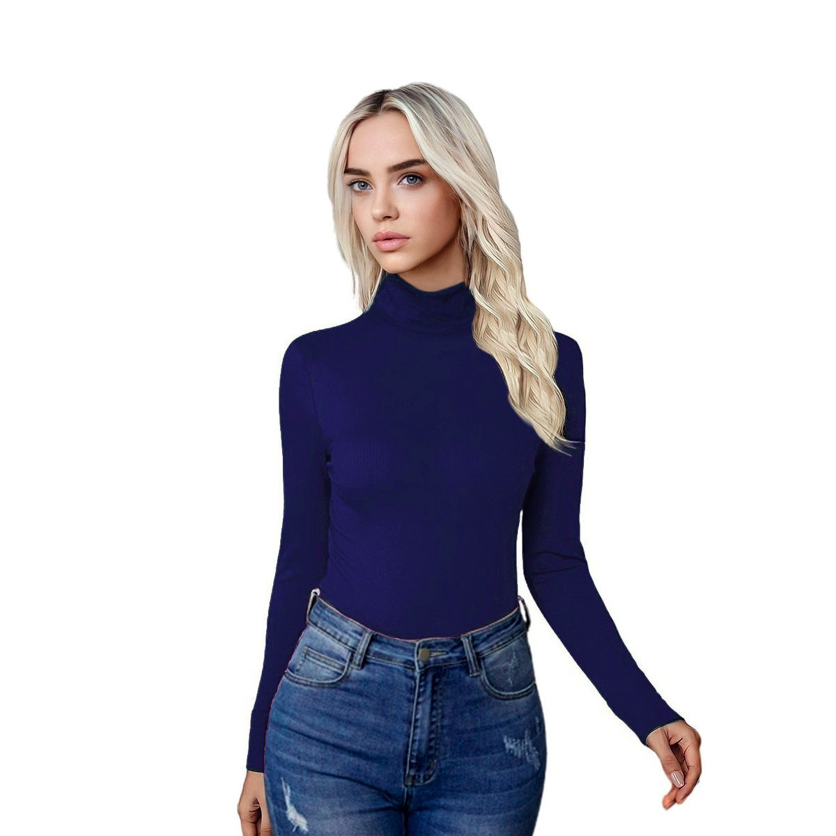 Blusa Manga Larga Cuello Alto No térmica JAC Azul Marino Jera