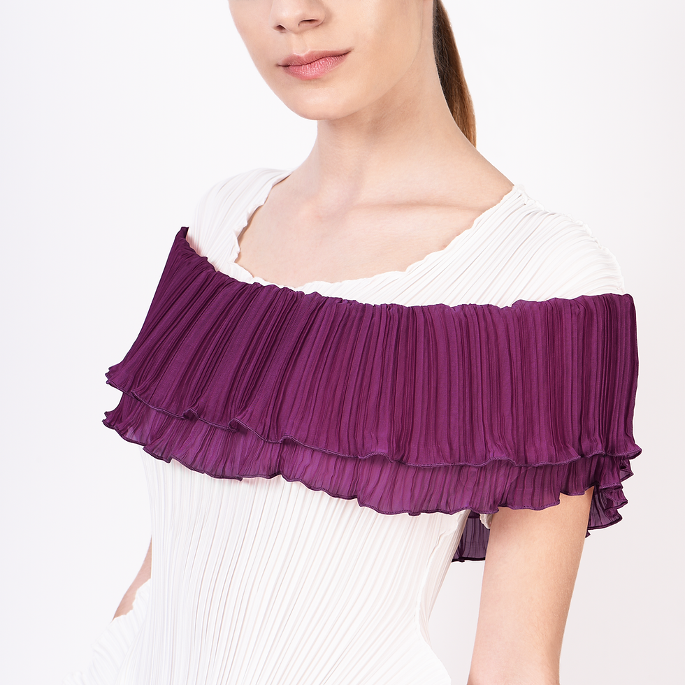 Thumbnail: Circular Pleated Scarf - Reds/Purples