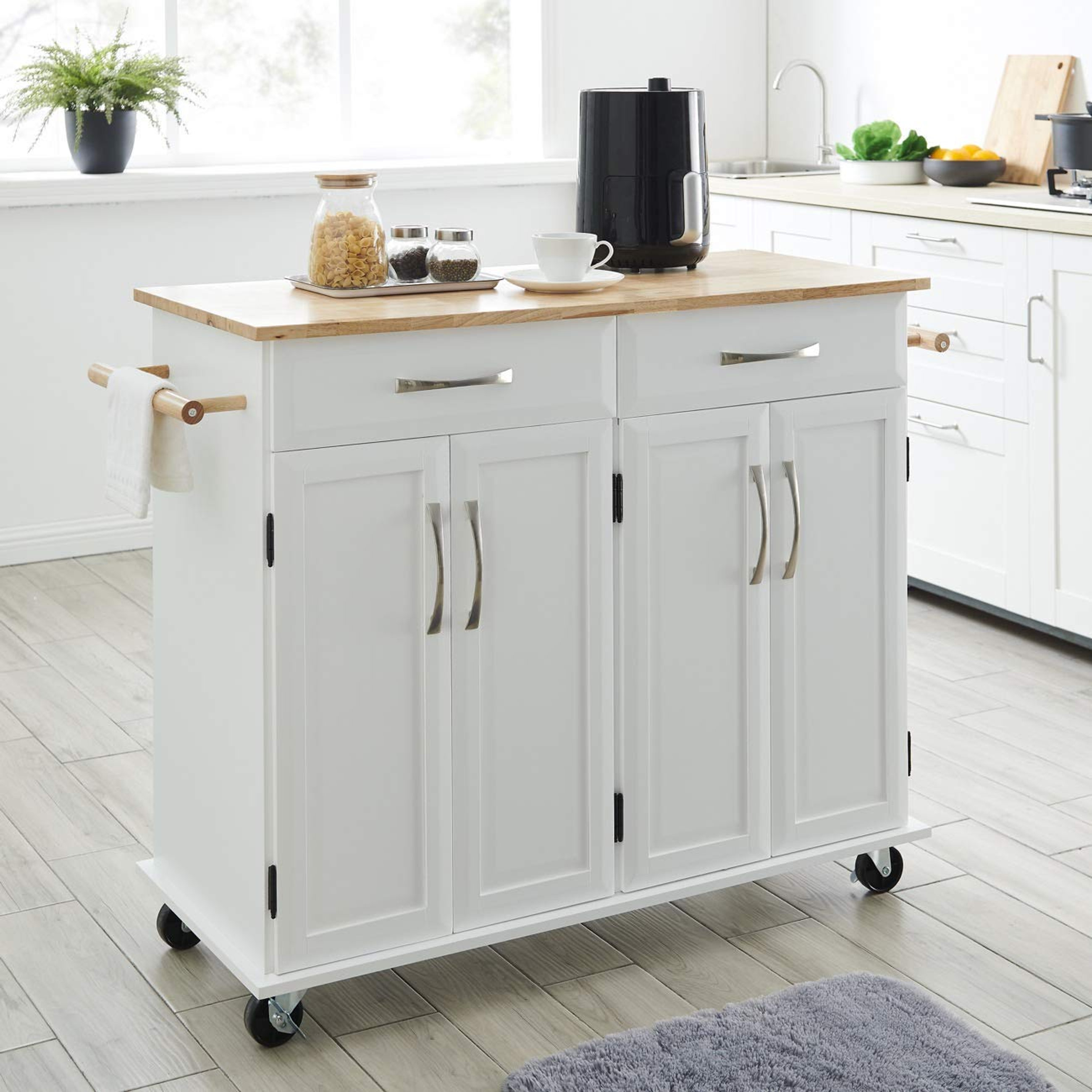 Wood Top Kitchen Island Cart On Wheels Comfy Niche
