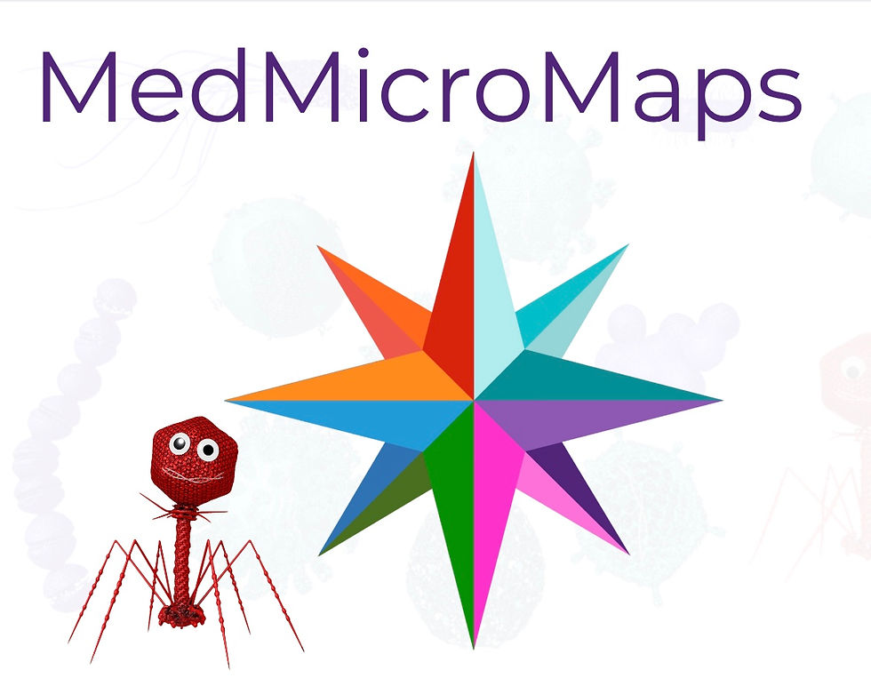 New logo, arranged clockwise with the smallest viruses (teal in top right corner) to the largest parasites (red in top left corner).