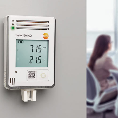 Miniature : testo 160 IAQ - Afficheur CO2 ambiant, %HR, °C et hPa connecté avec alarmes visu