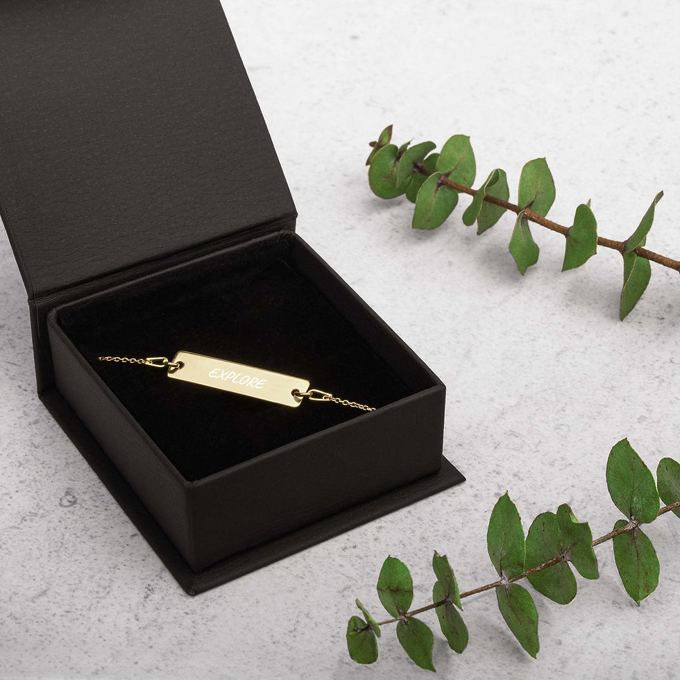 Thumbnail: EXPLORE Engraved Silver Bar Chain Bracelet