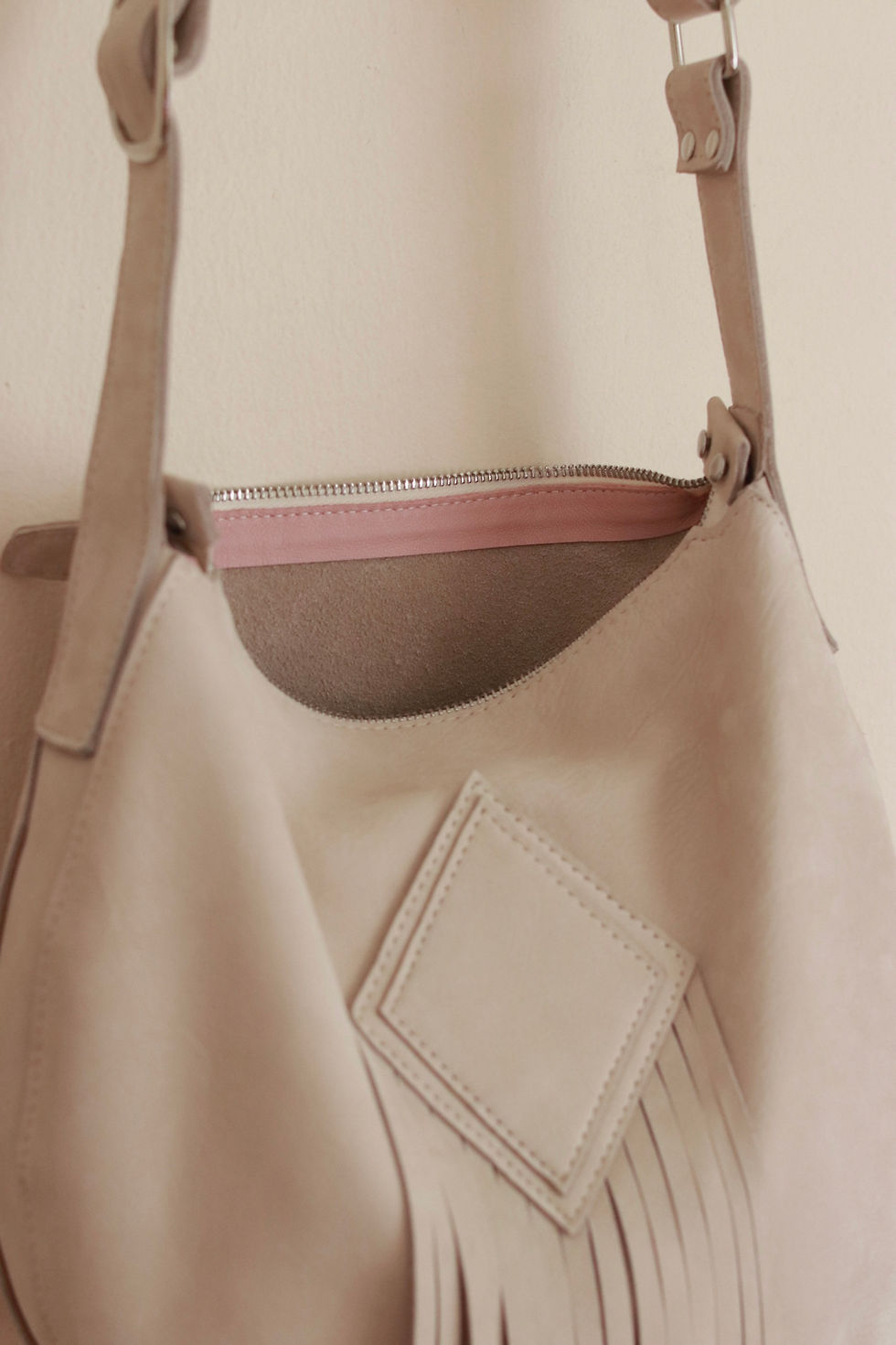 Thumbnail: Ivy. Bone white nubuck hobo bag