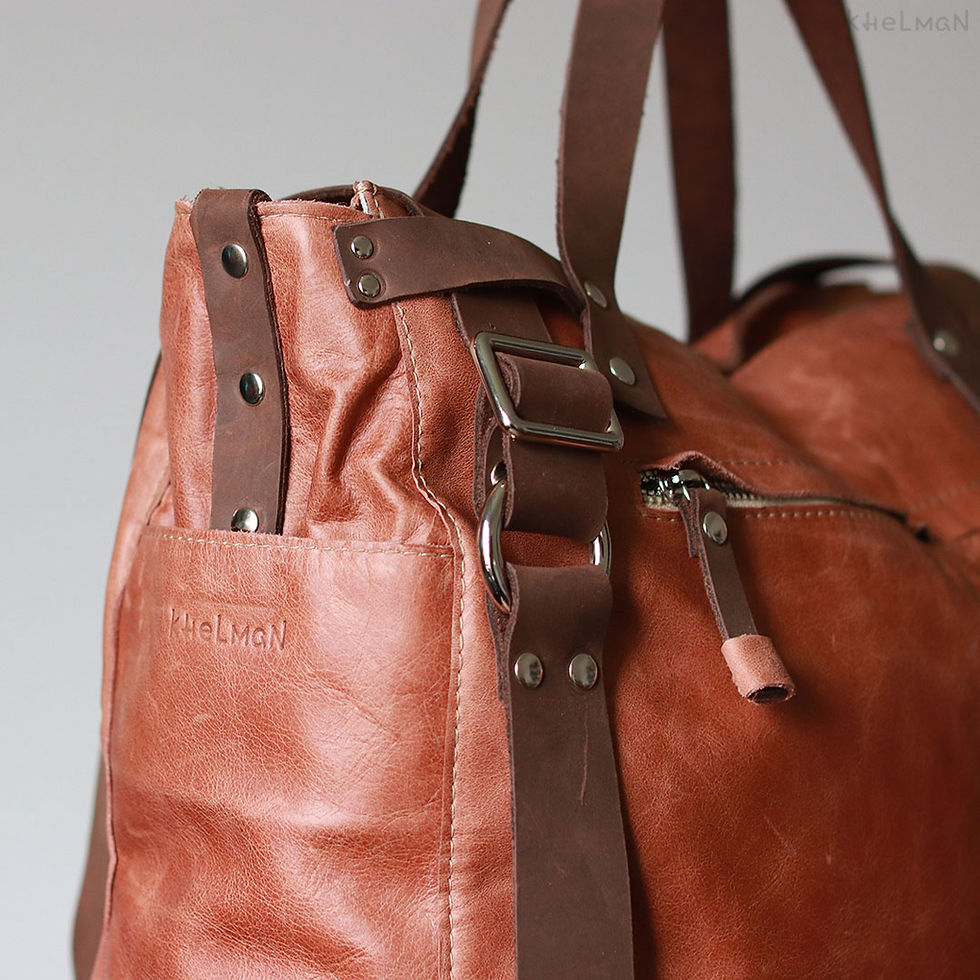 Thumbnail: Phoenix. Copper leather convertible tote/backpack