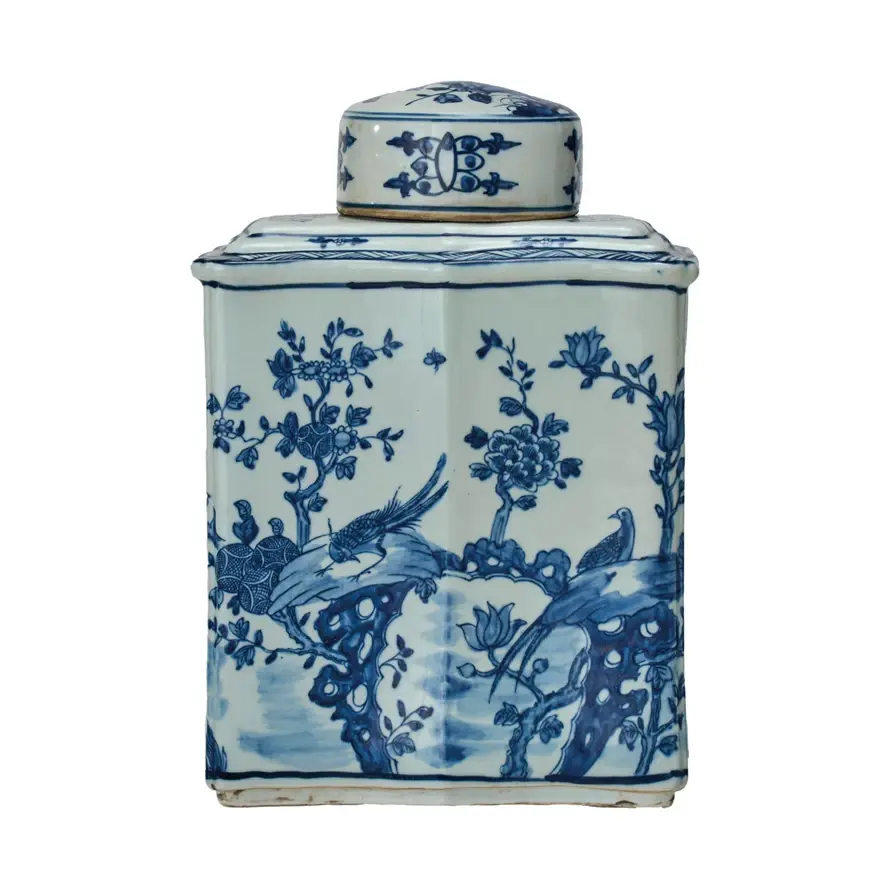 Decorative Hand-Painted Porcelain Vintage Reproduction Ginger Jar