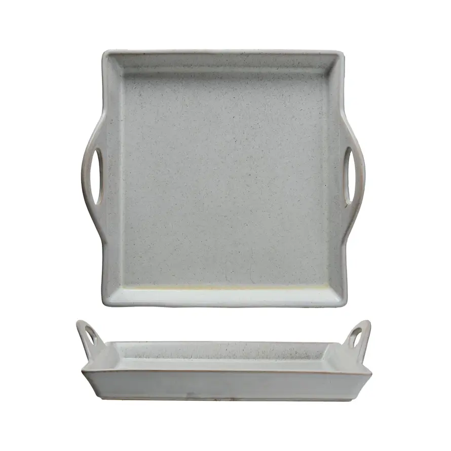 Stoneware Tray with Handles