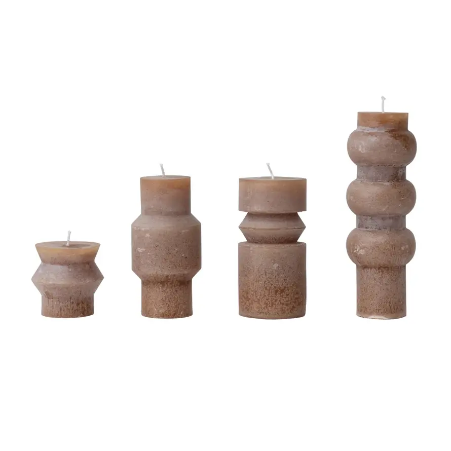 Unscented Totem Pillar Candle-Brown