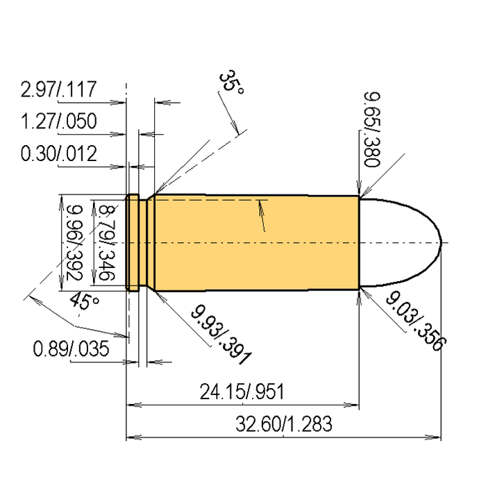 Caliber 9 mm FAR Specifications