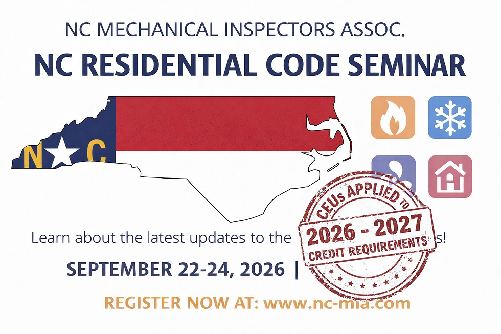 NC Residential Code Seminar presented by NCMIA (3-day event)