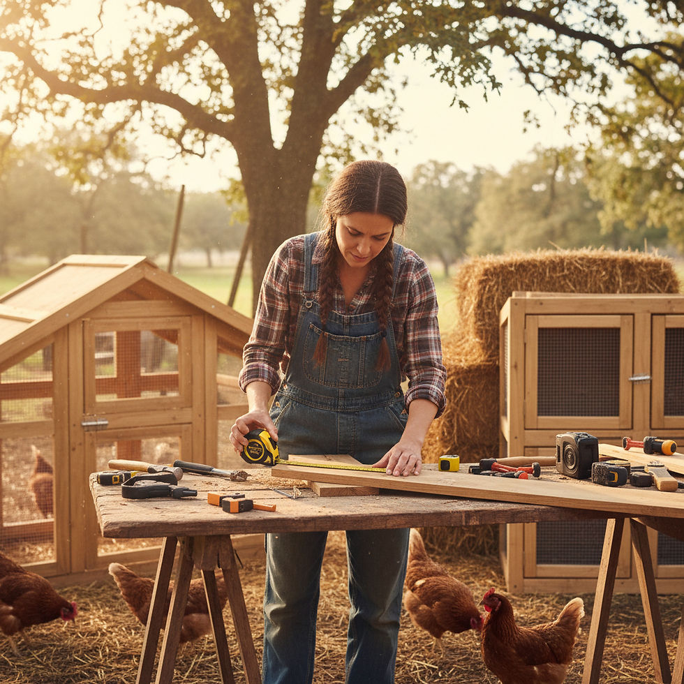 Woman working on a homestead project designed to reduce future maintenance