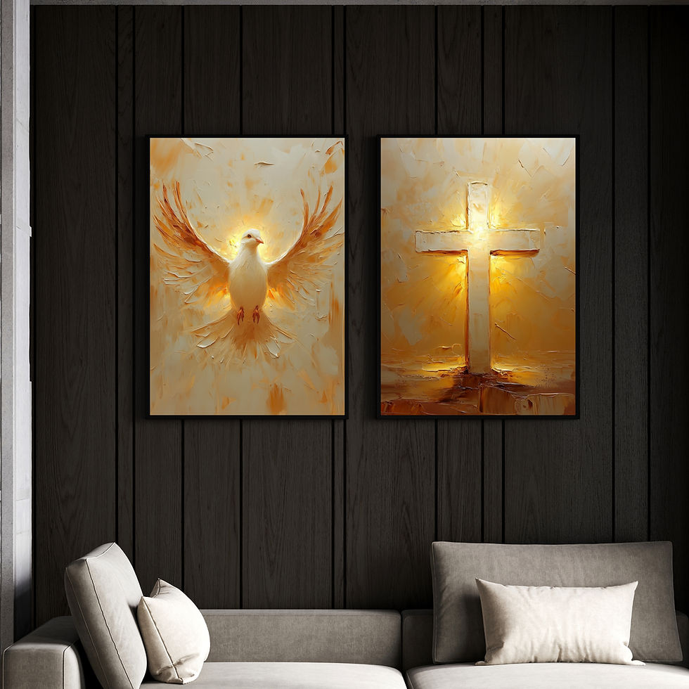 Thumbnail: Holy Spirit Dove and Sacred Cross - Set of 2