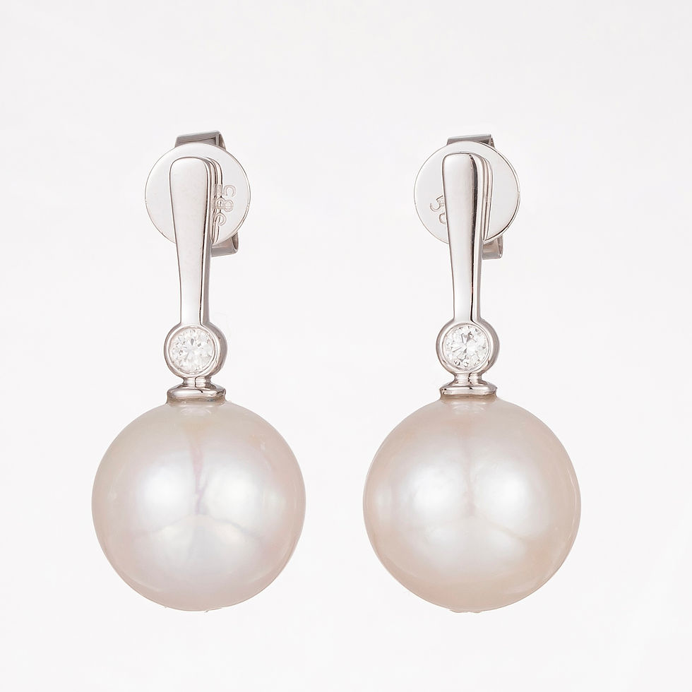 14CT White Gold Pearl and Diamond Drop Earrings