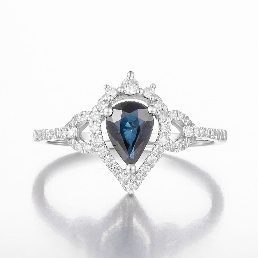 14CT White Gold Ceylon Sapphire and Diamond Dress Ring