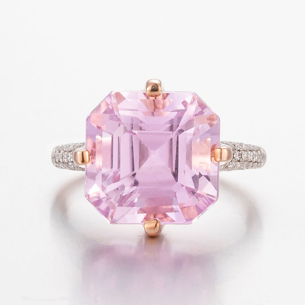 14CT Rose Gold Kunzite and Diamond Cocktail Ring