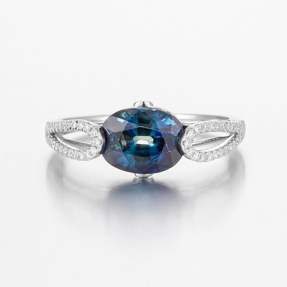 14CT White Gold Australian Sapphire and Diamond Dress Ring