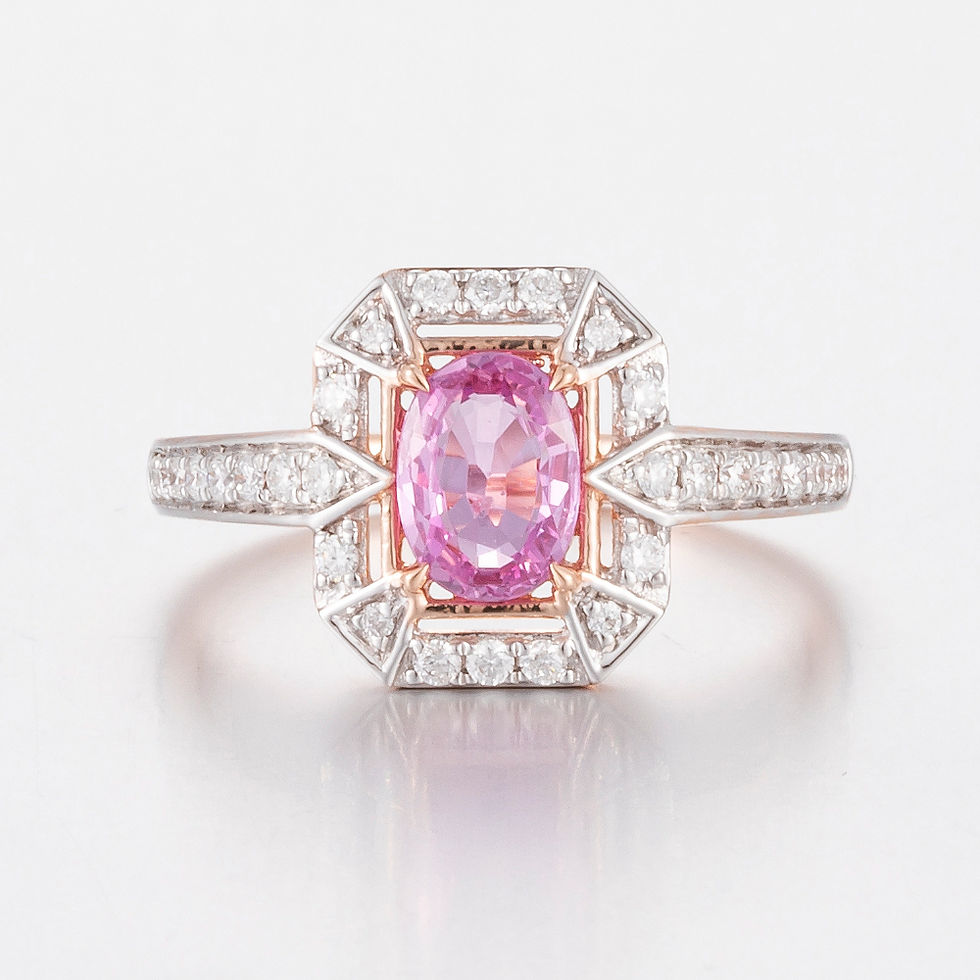 14CT Rose Gold Pink Ceylon Sapphire and Diamond Antique Style Ring