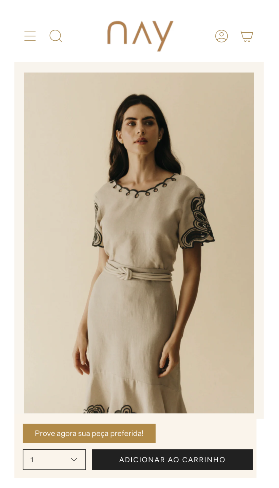 An example of the Nay store with Virtual Try On live on their site 