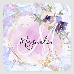 chic_floral_blue_pink_gold_rainbow_marble_monogram_square_sticker-rf9f5c031cef04f3aa418861