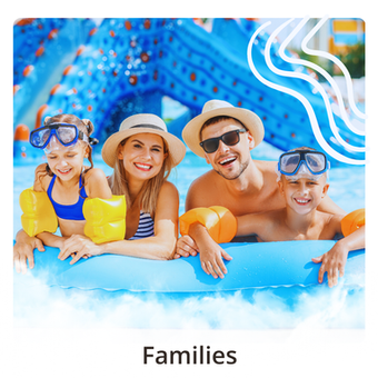 Happy family enjoying water park fun