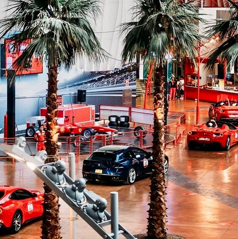 Cars and palm trees in Dubai, Play DXB Tickets Pay and Play Pass 275 bonus credit.
