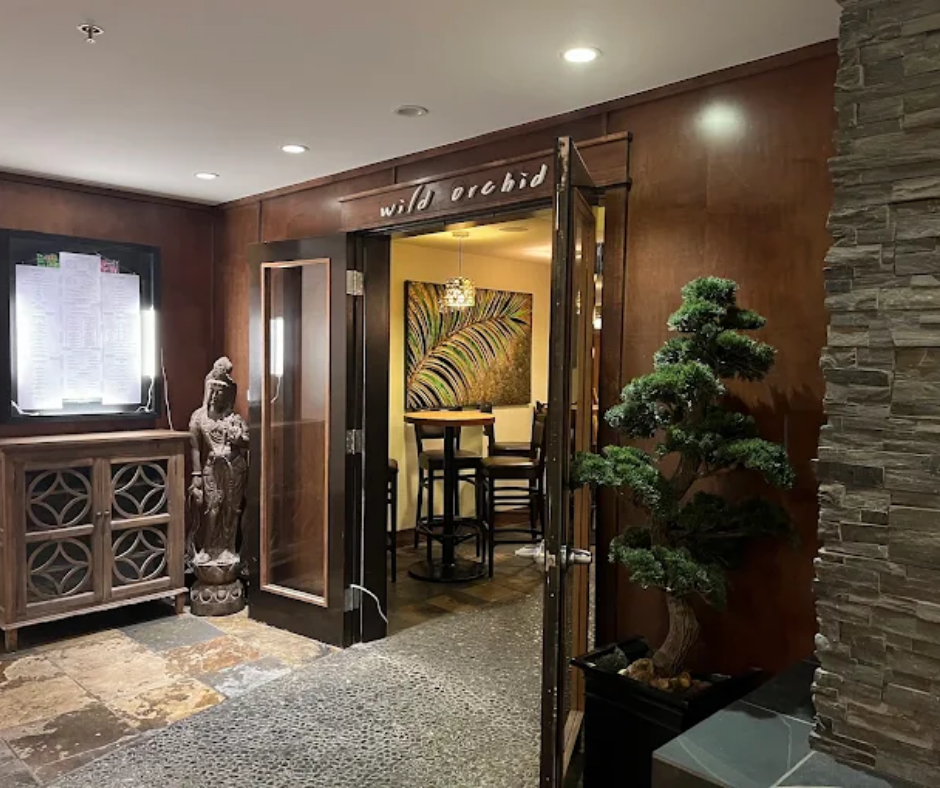 Entrance to Wild Orchid Bistro & Sushi Lounge, Canmore, AB.