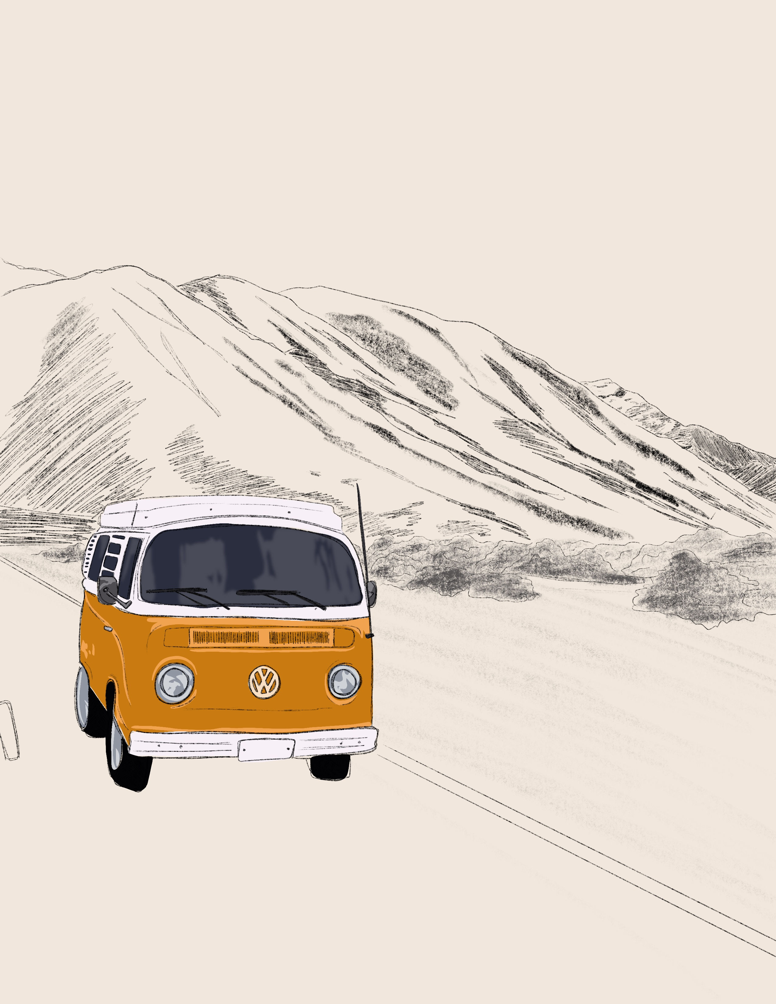 Orange Volkswagen Bus Digital Download