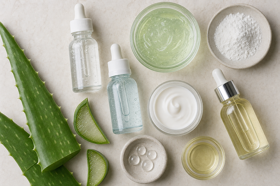 Safe natural skincare ingredients for fungal acne: niacinamide, hyaluronic acid, squalane and aloe vera