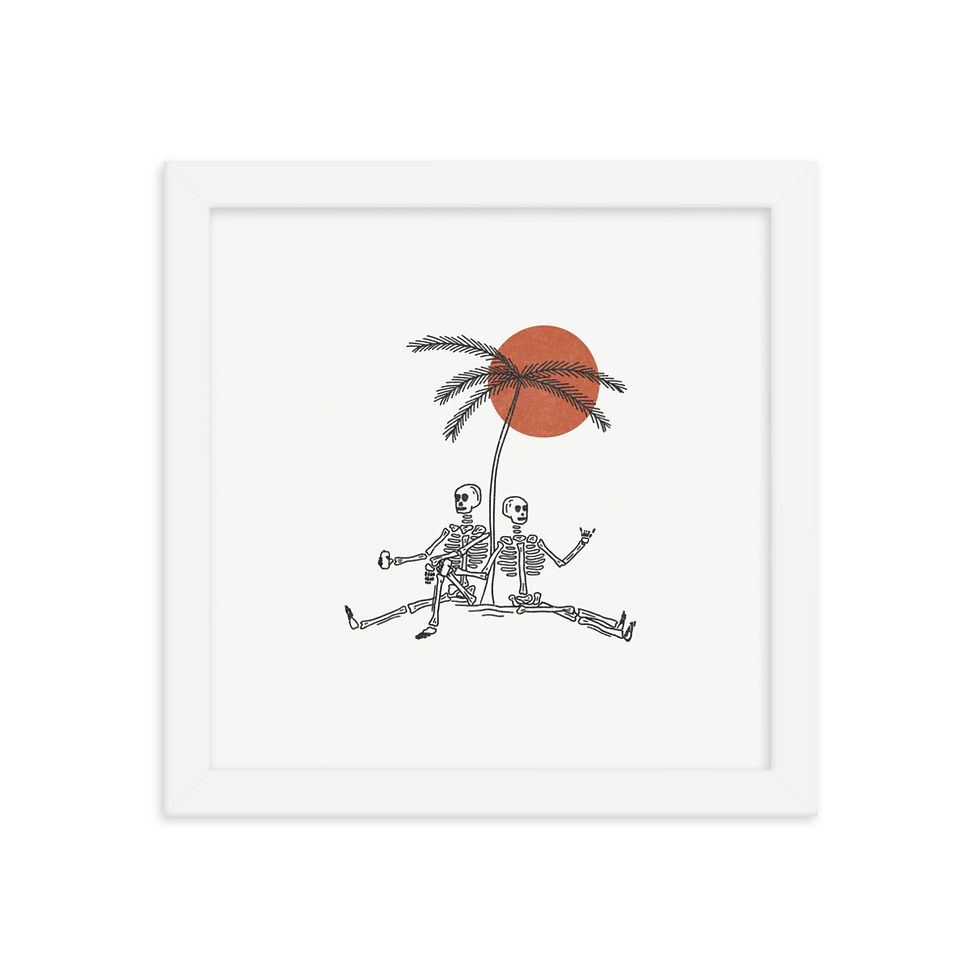 Thumbnail: Skeletons Hanging with the Palm Tree - Framed Print