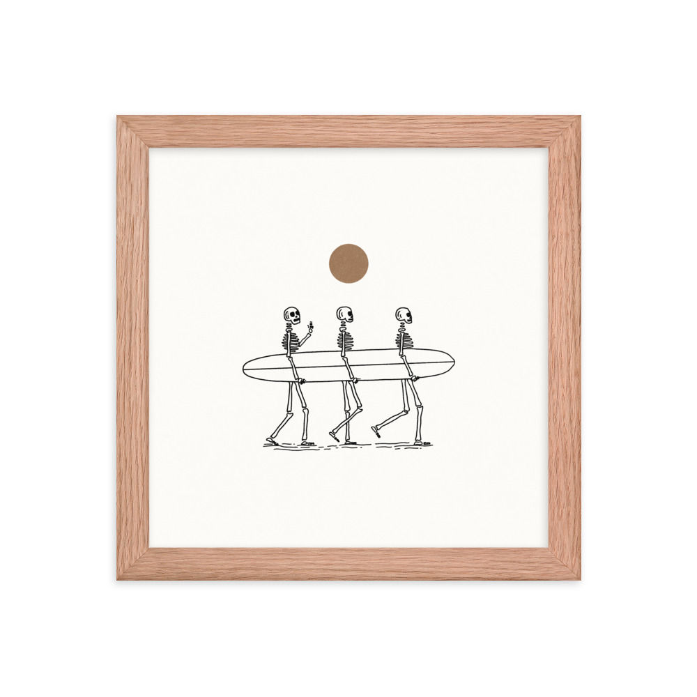 Surf Skeletons - Framed poster