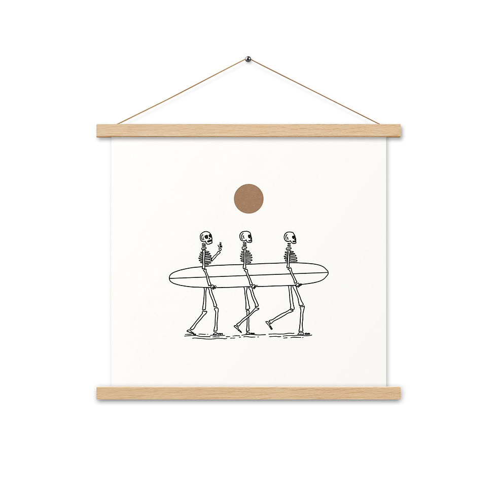 Thumbnail: Longboard Surf Skeletons Hanging Print