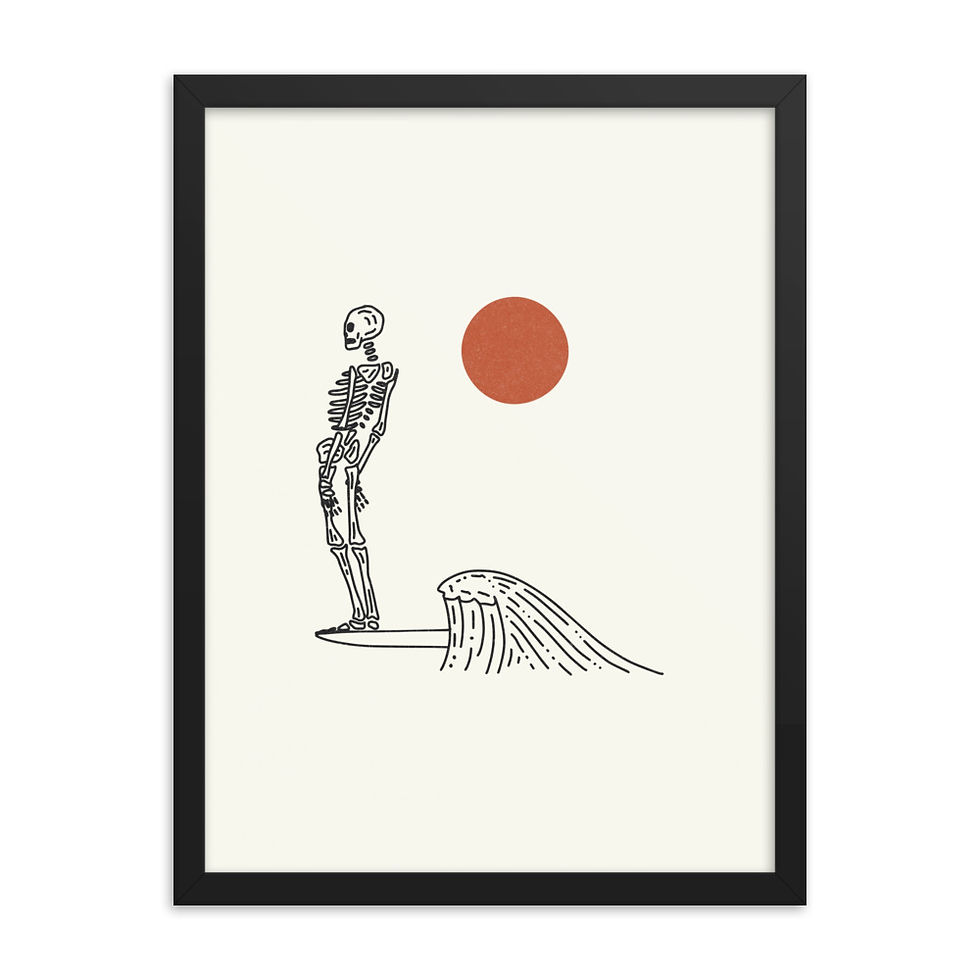 Thumbnail: Surf Skeleton, Framed poster