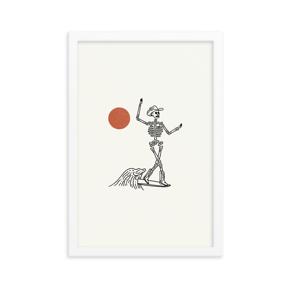 Thumbnail: Cowboy Surf Skeleton - Framed Print