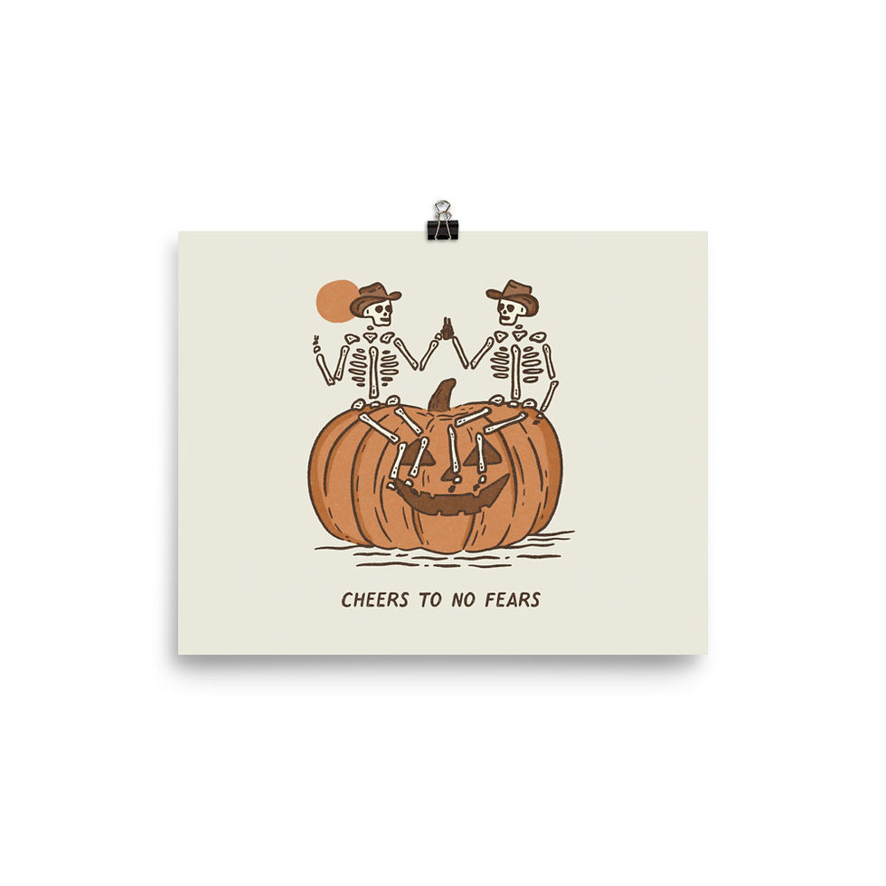 Thumbnail: Cheers to no Fears - Skeletons Pumpkin Print