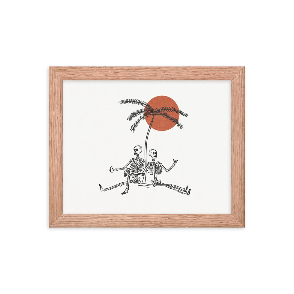 Thumbnail: Skeletons Hanging with the Palm Tree - Framed Print