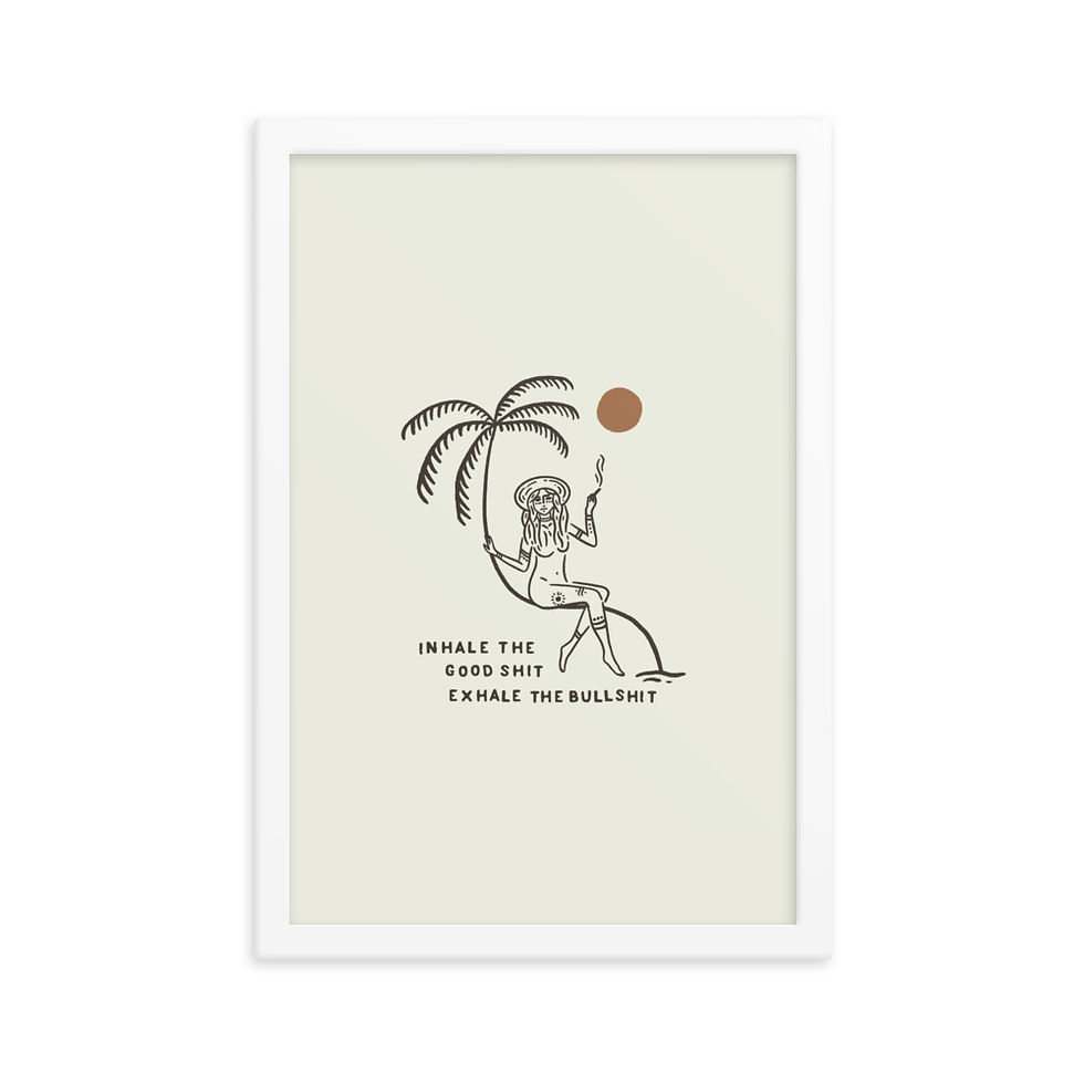 Thumbnail: Palm Tree Lady, Inhale The Good Print - Framed Print