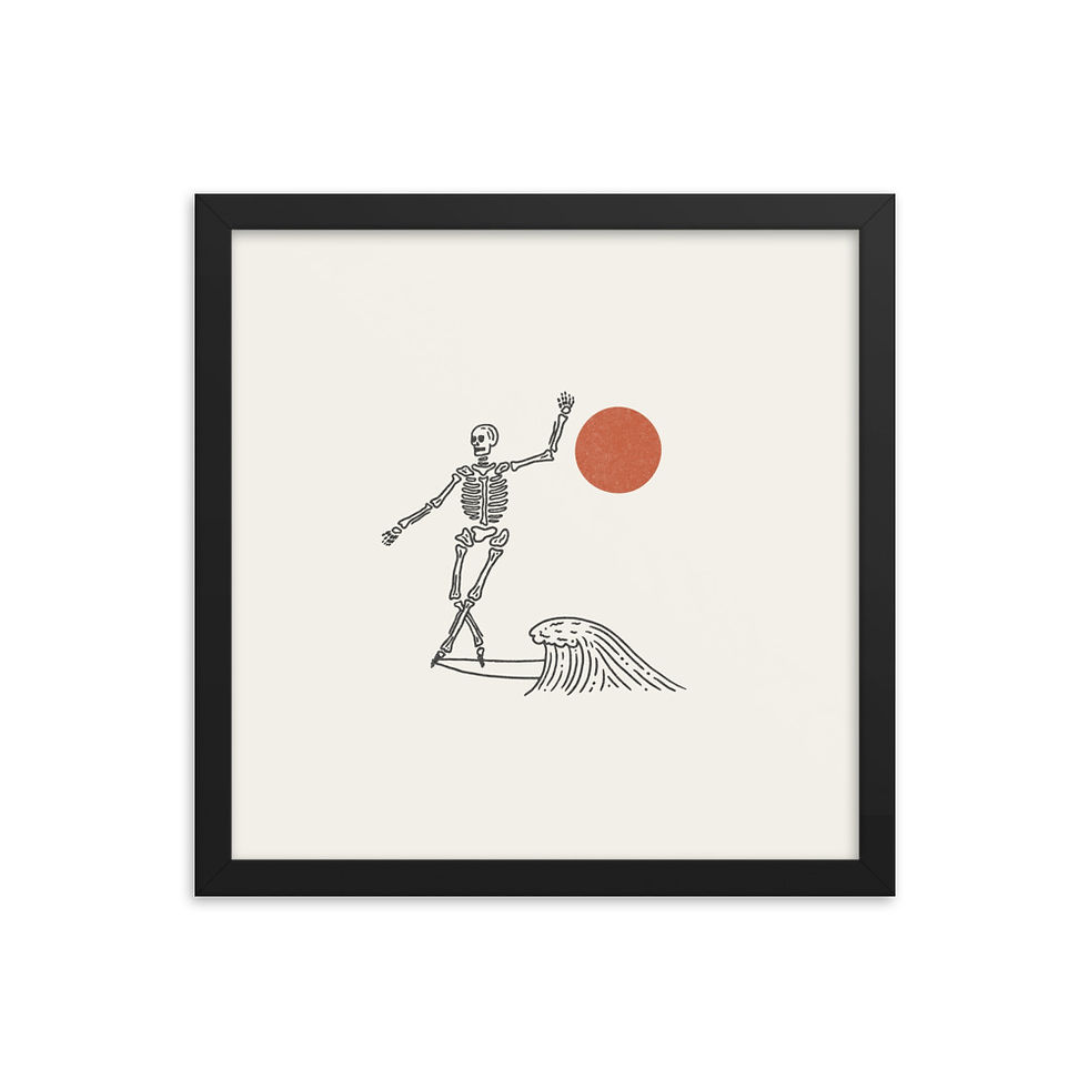 Thumbnail: Surf Skeleton - Framed Print