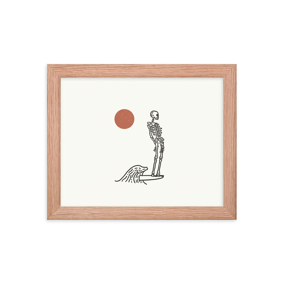 Thumbnail: Surf Skeleton, Framed Print