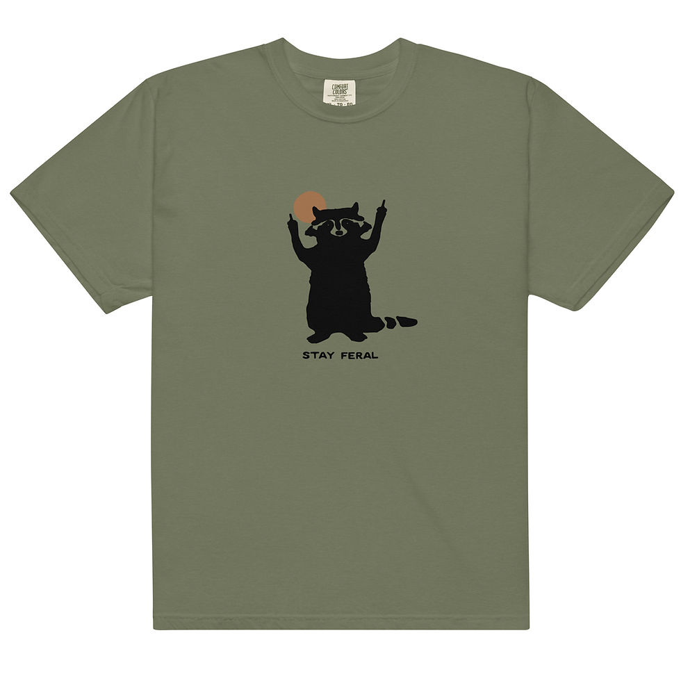 Thumbnail: Stay Feral, Raccoon (front print) Unisex T-Shirt