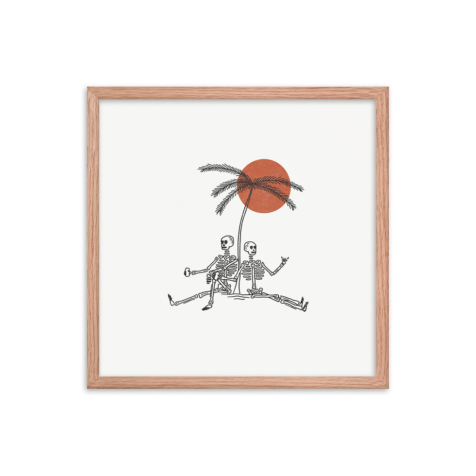 Thumbnail: Skeletons Hanging with the Palm Tree - Framed Print