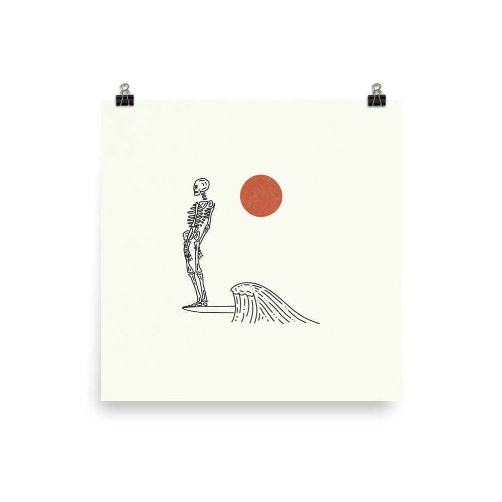 Skeleton Surfer Print