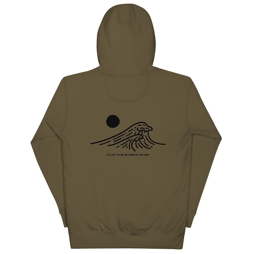 Thumbnail: Waves, I'd Like To Be As Free As The Sea - Unisex Hoodie