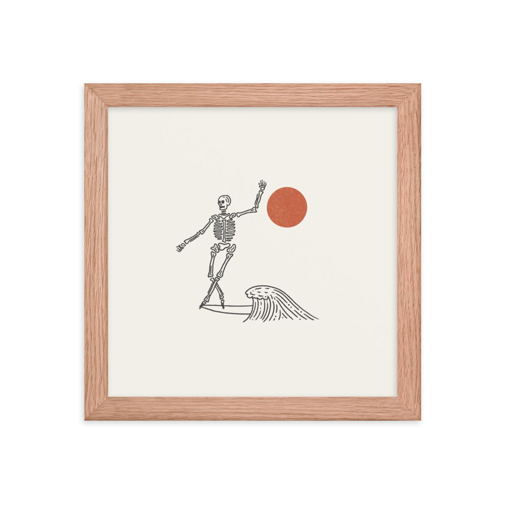 Surf Skeleton - Framed Print