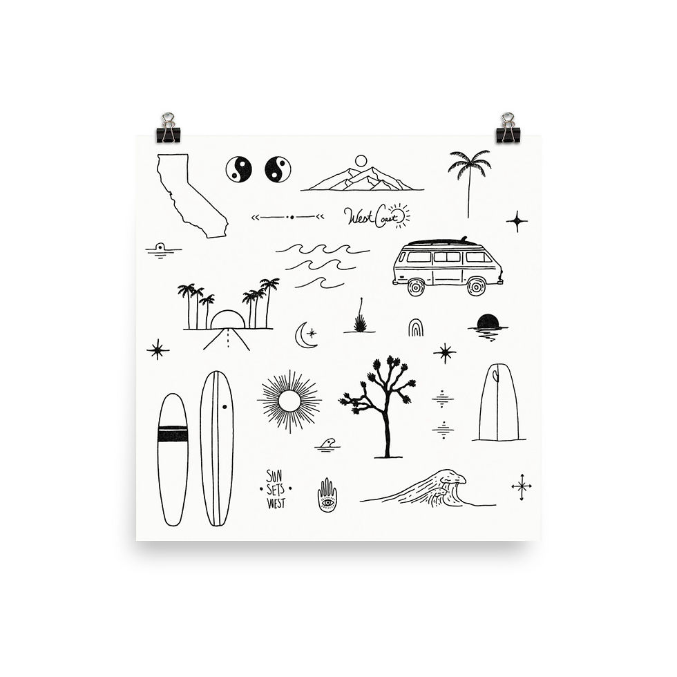 California - Doodle Kit Print