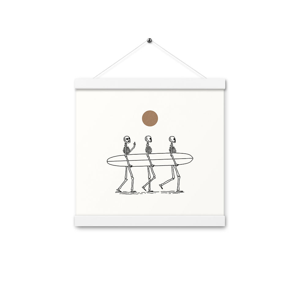 Thumbnail: Longboard Surf Skeletons Hanging Print