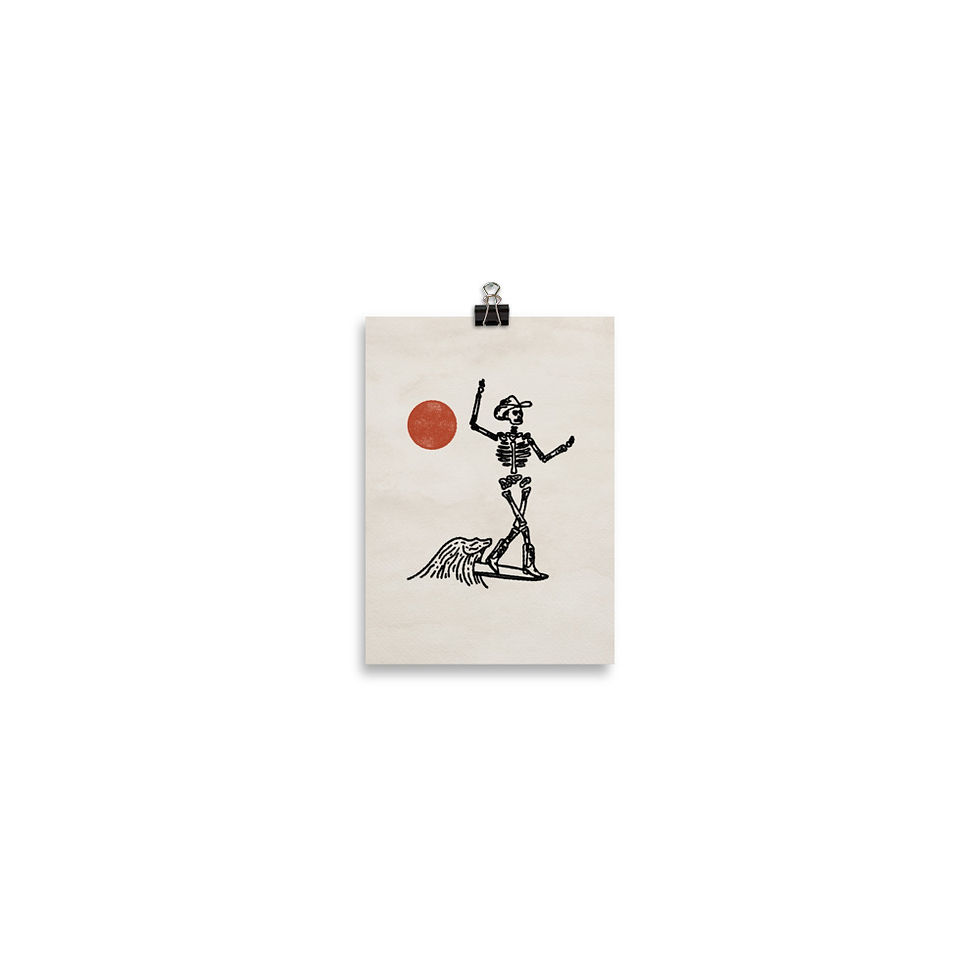 Thumbnail: Cowboy Surf Skeleton Print