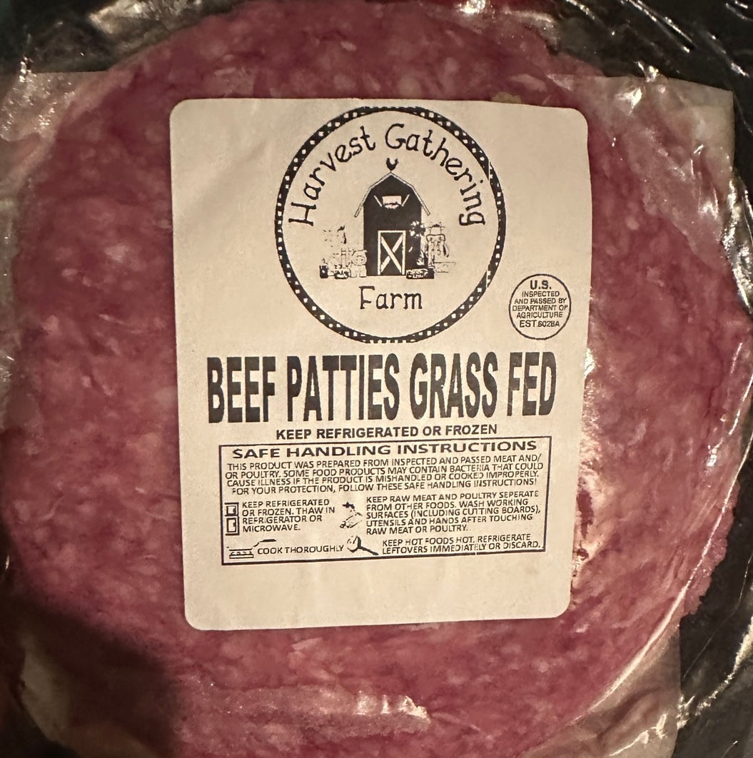 GRASS FED”, Beef Hamburger Patties (1/4 lb patties) 4 per pack $20 lb